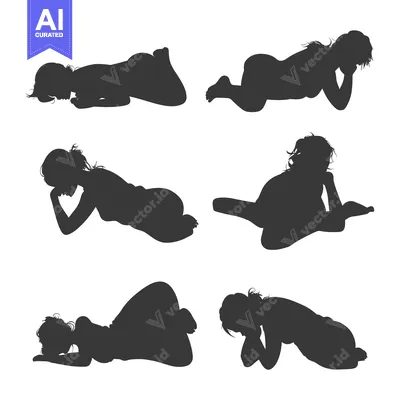 Six Silhouettes of Women Lying Down in Various Poses