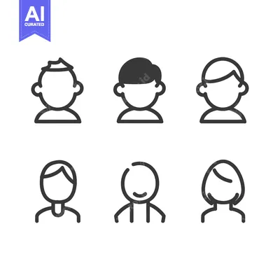 Aset premium populer: Six Simple Line Art Illustrations of People