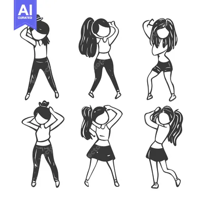 Premium design asset: Six Simple Line Drawings of Women with Various Hairstyles