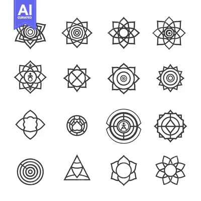 Aset premium populer: Sixteen Abstract Geometric Flower Designs with Inner Circles