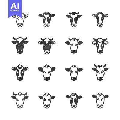 Popular premium asset: Sixteen Black and White Cow Heads Facing Forward