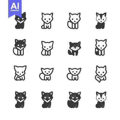 Popular premium asset: Sixteen Black and White Fox Icons in Different Styles
