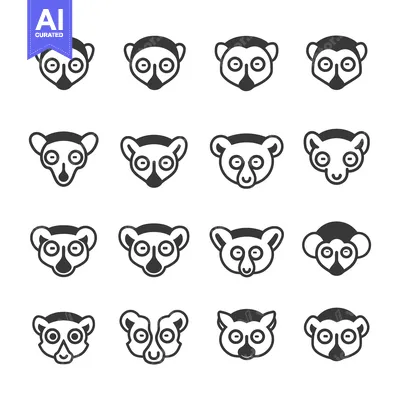 Popular premium asset: Sixteen Black and White Lemur Head Icons