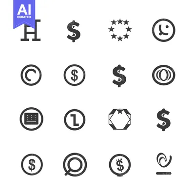 Popular premium asset: Sixteen Black and White Symbols in a Grid Pattern