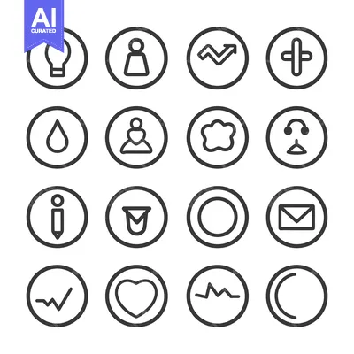 Popular premium asset: Sixteen Circular Icons Featuring Simple Line Drawings
