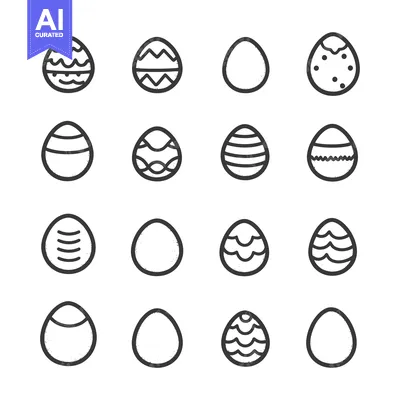 Sixteen Hand-Drawn Easter Egg Icons with Various Patterns