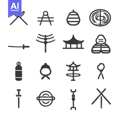 Sixteen Japanese Culture and Symbol Icons