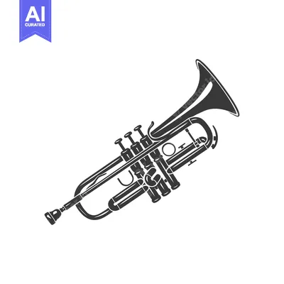 A Black and White Illustration of a Trumpet