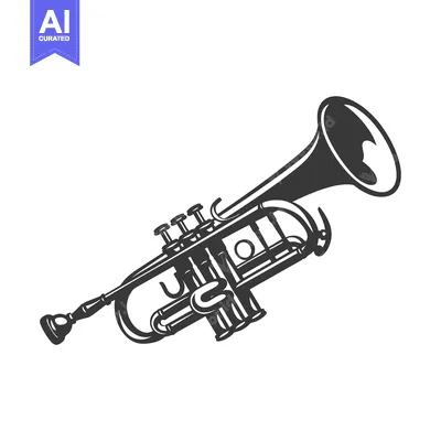 A Black and White Illustration of a Trumpet