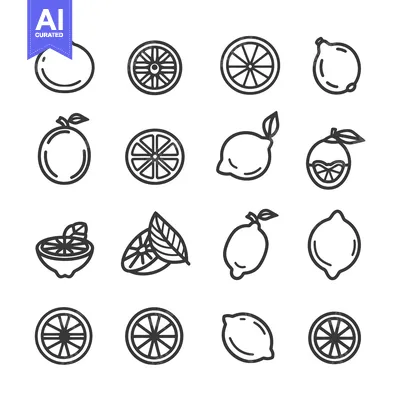 Sixteen Line Art Lemon Illustrations