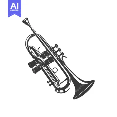 Aset premium populer: A Black and White Illustration of a Trumpet