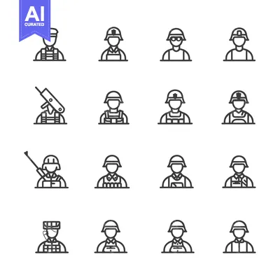 Sixteen Line Drawings of Soldiers in Various Poses