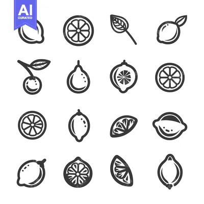 Popular premium asset: Sixteen Monochrome Lemon Icons in Various Shapes and Slices