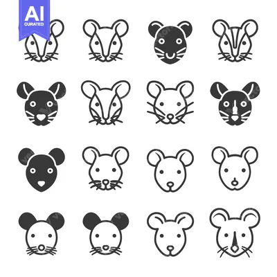 Aset desain premium: Sixteen Mouse Icons in Black and White, Outline and Filled Styles