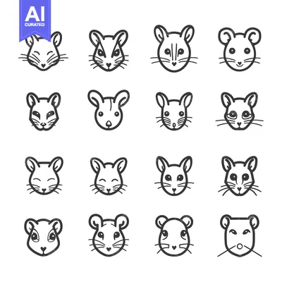 Popular premium asset: Sixteen Outline Drawings of Mouse Faces with Different Expressions