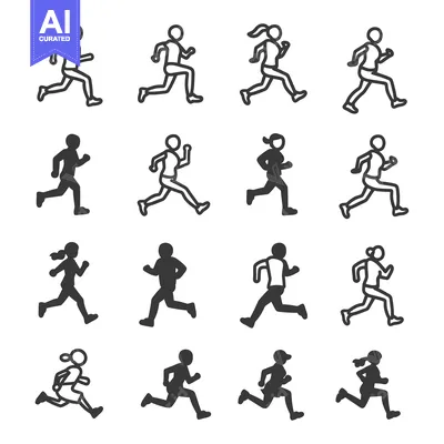 Aset premium populer: Sixteen Running Figures in Various Poses and Styles
