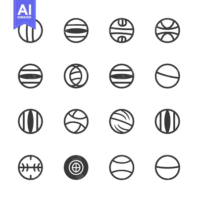 Sixteen Simple Black and White Ball Icons