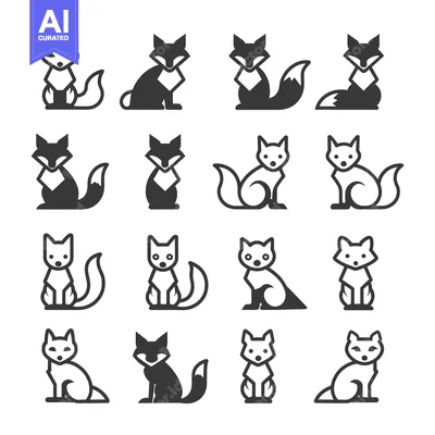Aset premium populer: Sixteen Simple Fox Icons with Various Styles and Positions