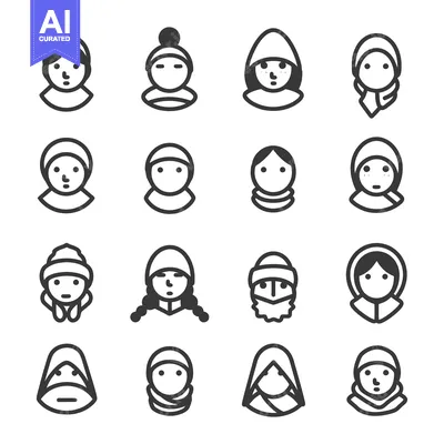 Popular premium asset: Sixteen Simple Line Drawings of People in Headwear