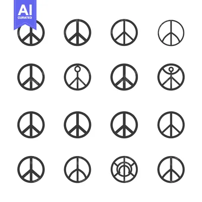 Premium design asset: Sixteen Variations of the Peace Sign with Human Figure, Circle, and Li