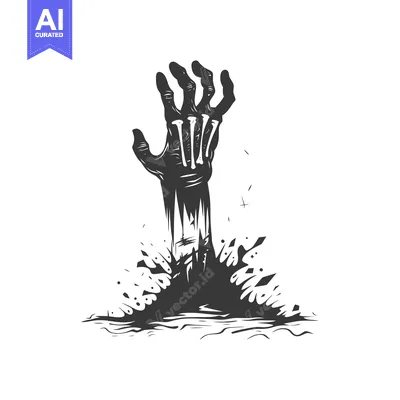 Aset desain premium: Skeletal Hand Reaching From The Depths