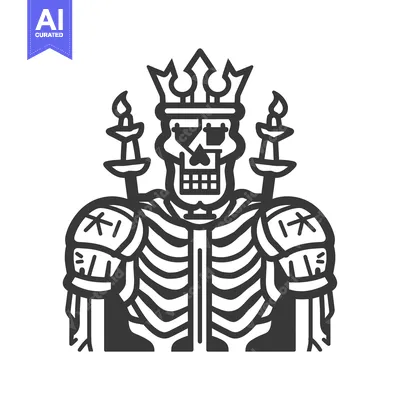 Skeletal King With Crown and Candles