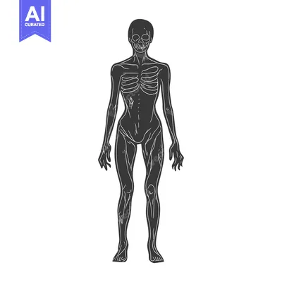 Aset premium populer: Skeletal Woman with Visible Ribs and Muscles