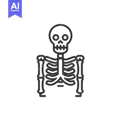 Premium design asset: Minimalist Skeleton Icon: Bold Outline, Anatomical Design, White Backg