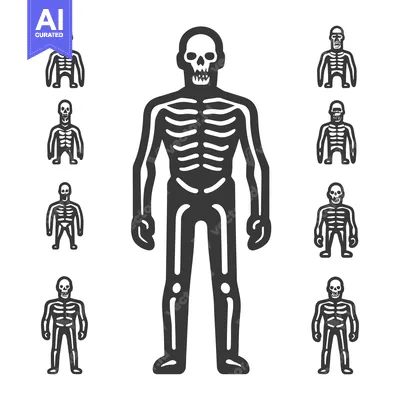 Skeleton Illustration of a Human Figure with a Skull Face