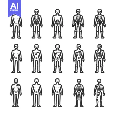 Skeletonized Human Figures with Various Bone Exposures