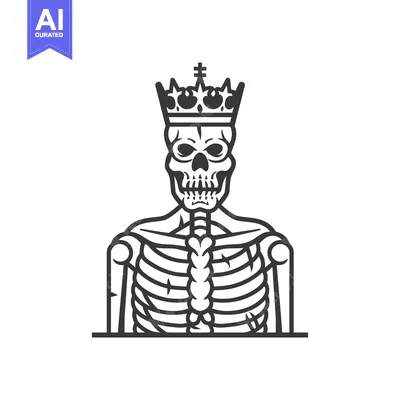 Premium design asset: Skeleton King with a Crown on its Head