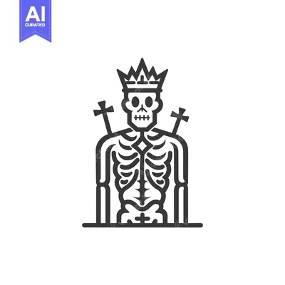 Skeleton King With Crown and Swords