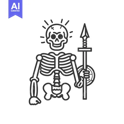Aset premium populer: Skeleton Warrior Holding a Spear and Shield