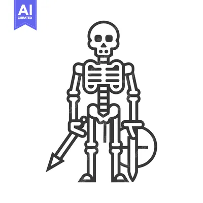 Premium design asset: Skeleton Warrior Holding a Spear and Shield