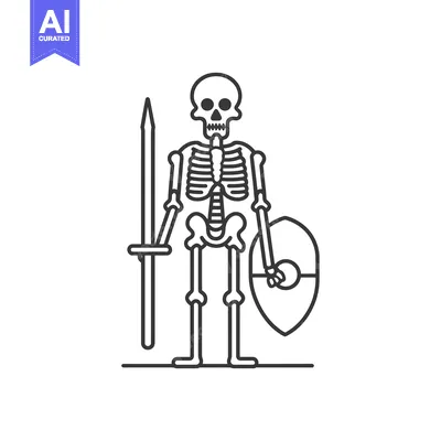 Skeleton Warrior Holding a Spear and Shield