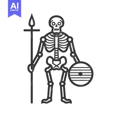 Skeleton warrior holding a spear and shield
