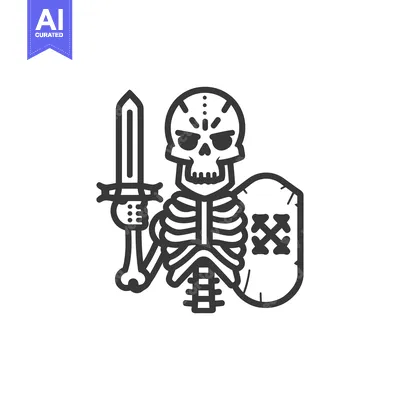 Skeleton Warrior Holding a Sword and Shield