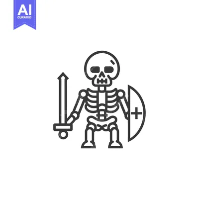 Aset premium populer: Skeleton Warrior Holding a Sword and Shield
