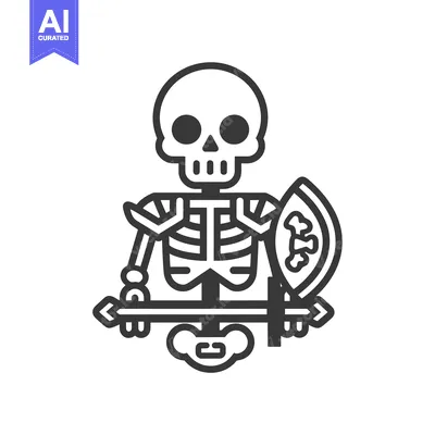 Premium design asset: Skeleton Warrior Holding Sword and Shield
