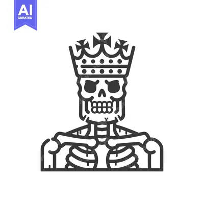 Aset premium populer: Skeleton wearing a crown with crosses