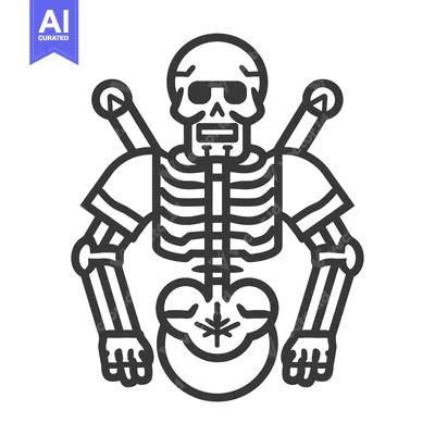 Skeleton Wearing Sunglasses with Arms Extended Holding Two Weapons