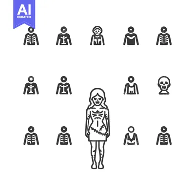 Aset premium populer: Skeleton Woman with Visible Bones and Stitches