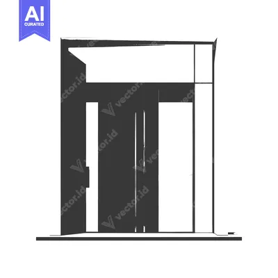 Aset desain premium: Sketch of a Doorway with Double Doors