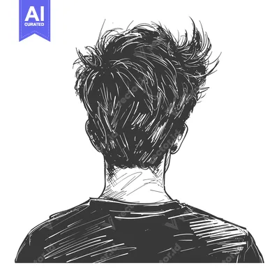 Sketch of a Person's Back with Messy Hair