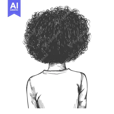 Sketch of a Person with Curly Hair from the Back