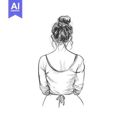 Popular premium asset: Sketch of a Woman's Back with Hair in a Bun