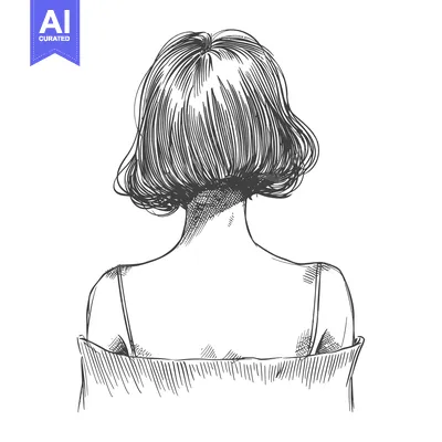 Sketch of a Woman with Short Hair, Facing Away