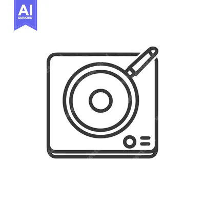 Minimalist Turntable Icon: Modern Line Art Design on White Background