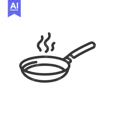 Minimalist Fry Pan Icon with Steam, Kitchenware Symbol, Cooking Utensi