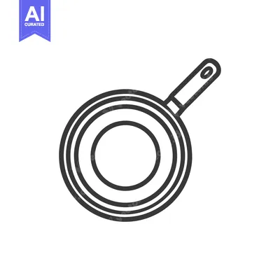 Minimalist Frying Pan Icon: Clean Line Art for Culinary Design